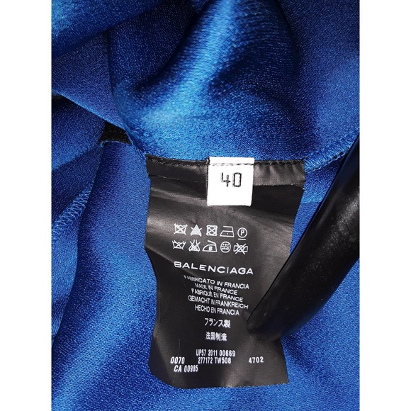 Balenciaga Sz 40 Vtg Draped Panel Colorblock Long Sleeve Dress Sz - Picture 7 of 8